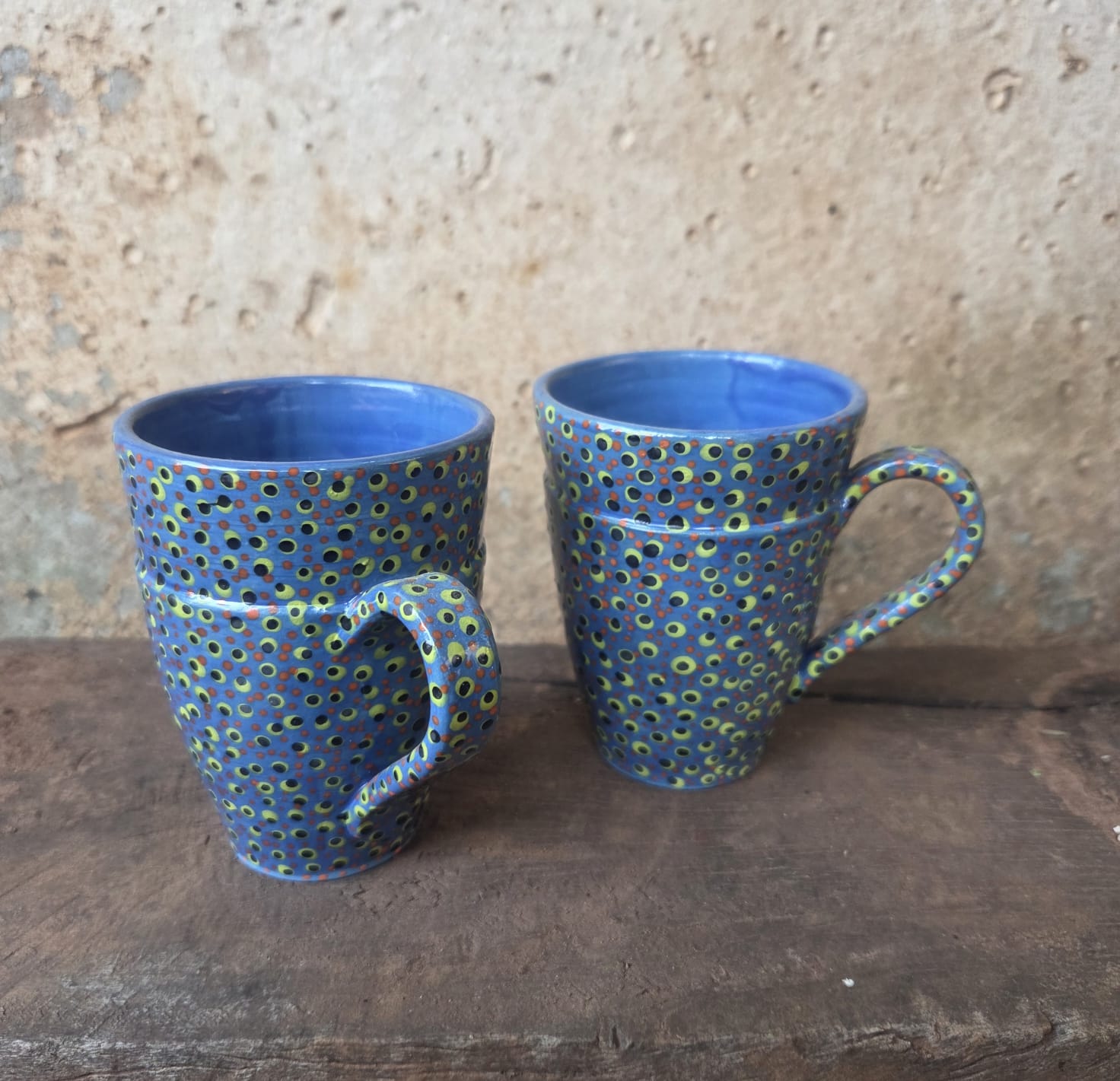 Pair of hand painted mugs